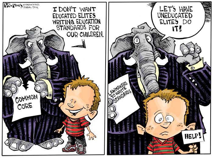 Hands Cartoon: Uneducated elites to write standards